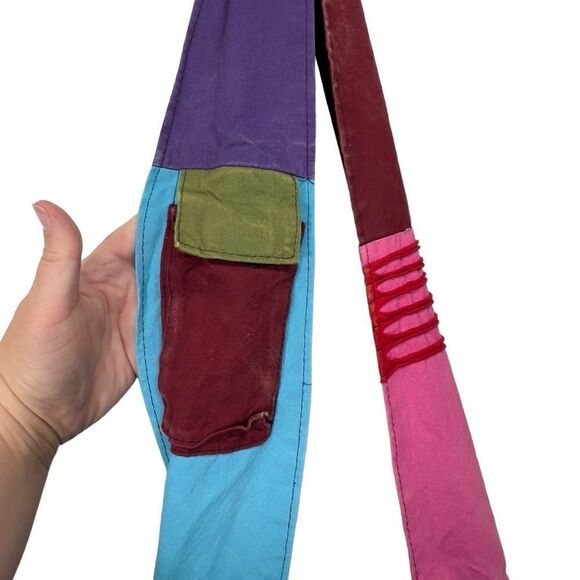 Y2k Boho Bohemian Hippie Shoulder Bag Peace elephant patch Made in Nepal cotton - Picture 4 of 16